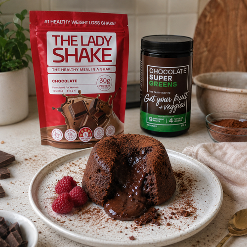 The Lady Shake Choco Lava Cake with Chocolate Super Greens